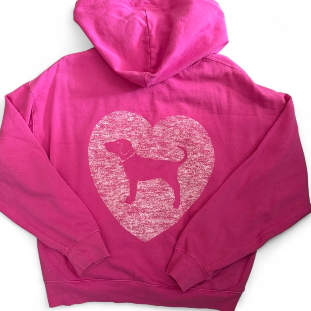 Victoria's Secret Pink Hoodie with Heart & Dog Graphic